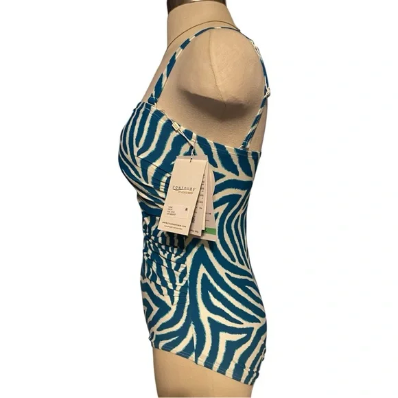 Womens Teal Zebra Print One Piece Swimsuit - Picture 6 of 16
